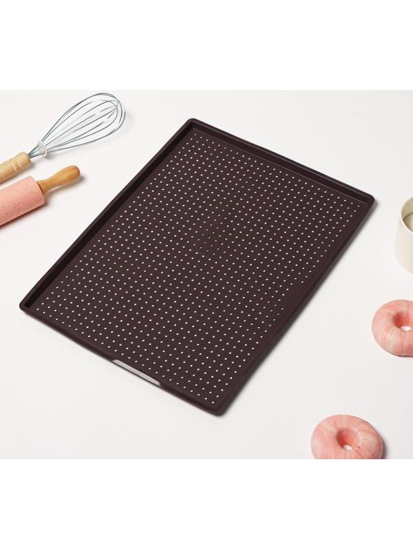 Противень силиконовый перфорированный прямоугольный Доляна, 40×31×1 см