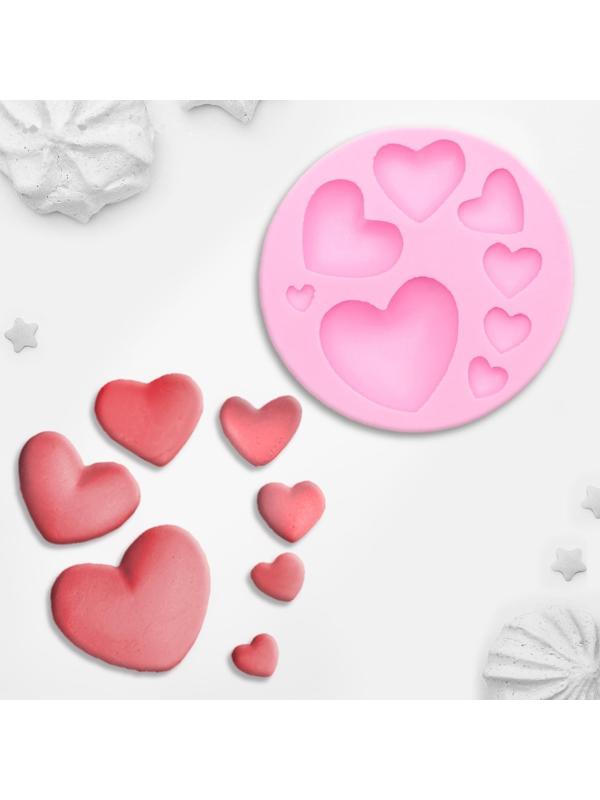 Молд «Сердца», 7,5×7,5 см, цвет МИКС