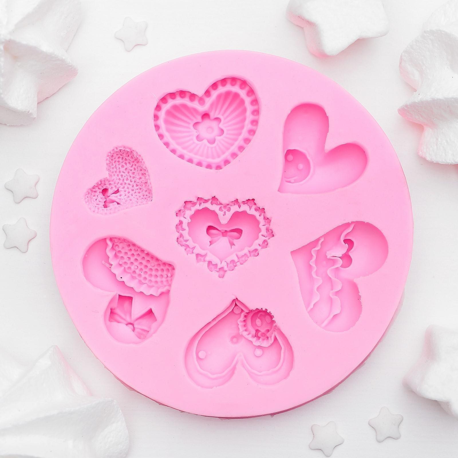 Молд «Сердца ажурные», 9,5×9,5 см, цвет МИКС