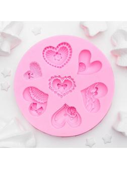 Молд «Сердца ажурные», 9,5×9,5 см, цвет МИКС