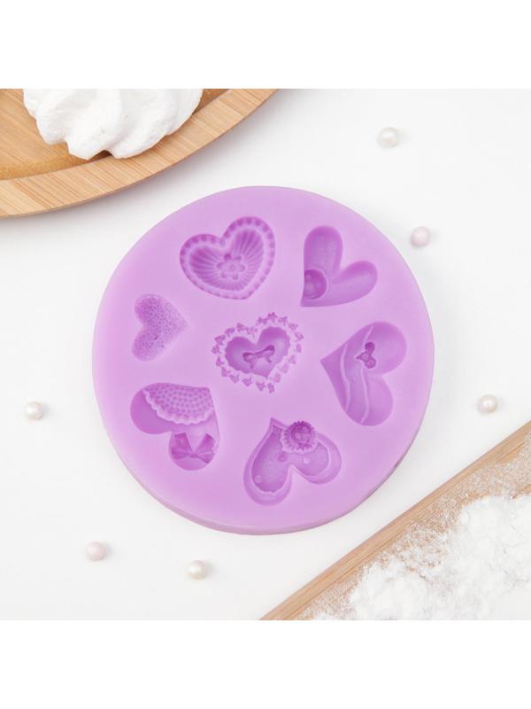 Молд «Сердца ажурные», 9,5×9,5 см, цвет МИКС