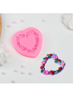 Молд «Сердце в розочка×», 7×7 см, цвет МИКС