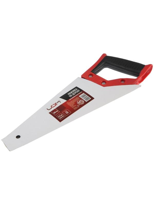 Ножовка по дереву ЛОМ, обрезиненная рукоятка, 7-8 TPI, 300 мм