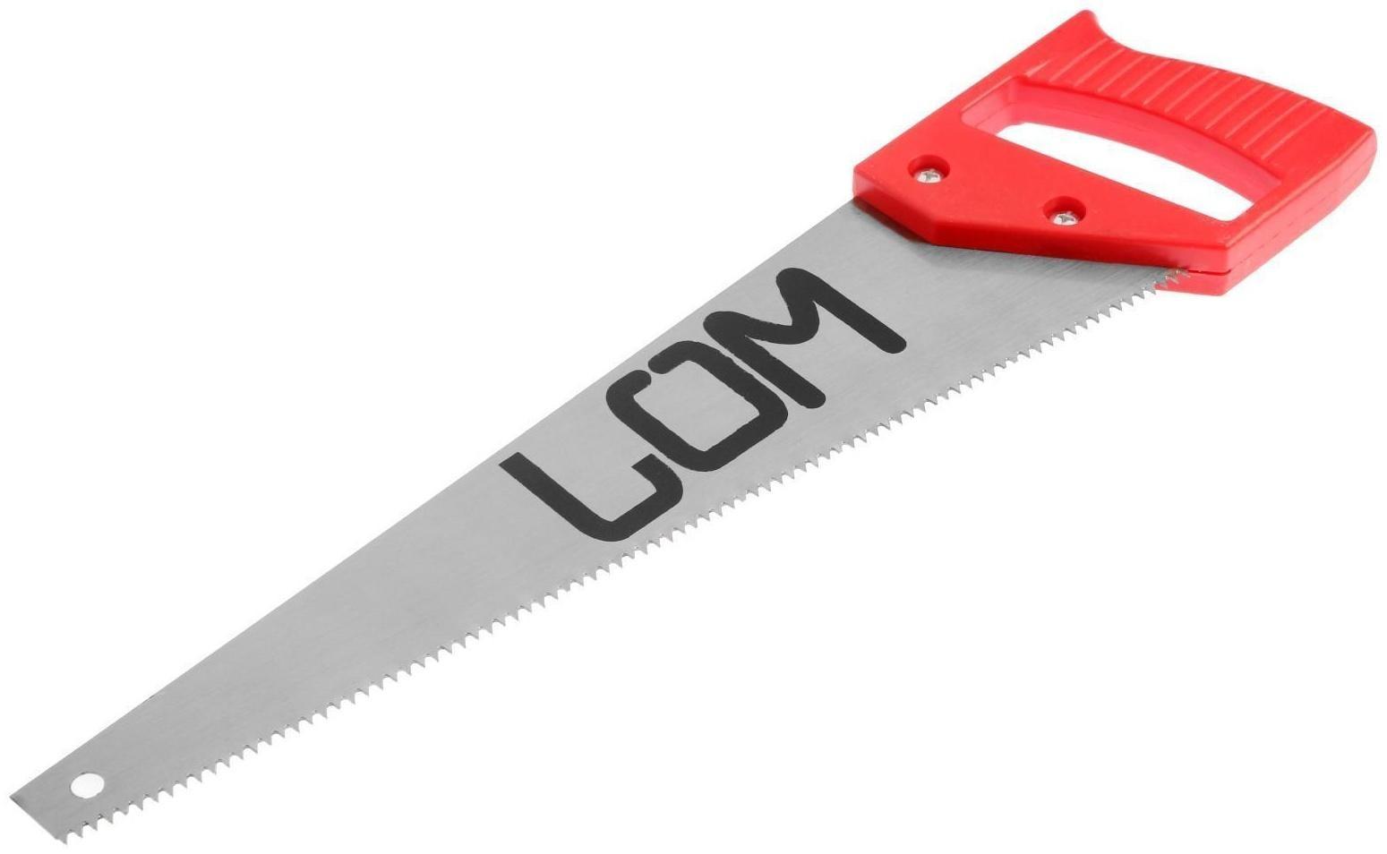 Ножовка по дереву ЛОМ, пластиковая рукоятка, 7-8 TPI, 350 мм