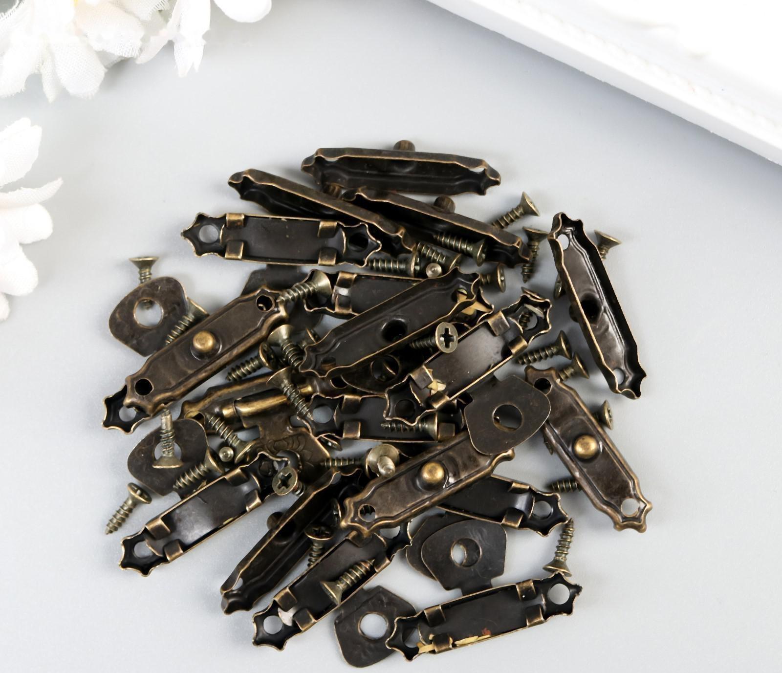 Замок металл для шкатулки бронза + гвозд. набор 10 шт 1,5х2,7 см