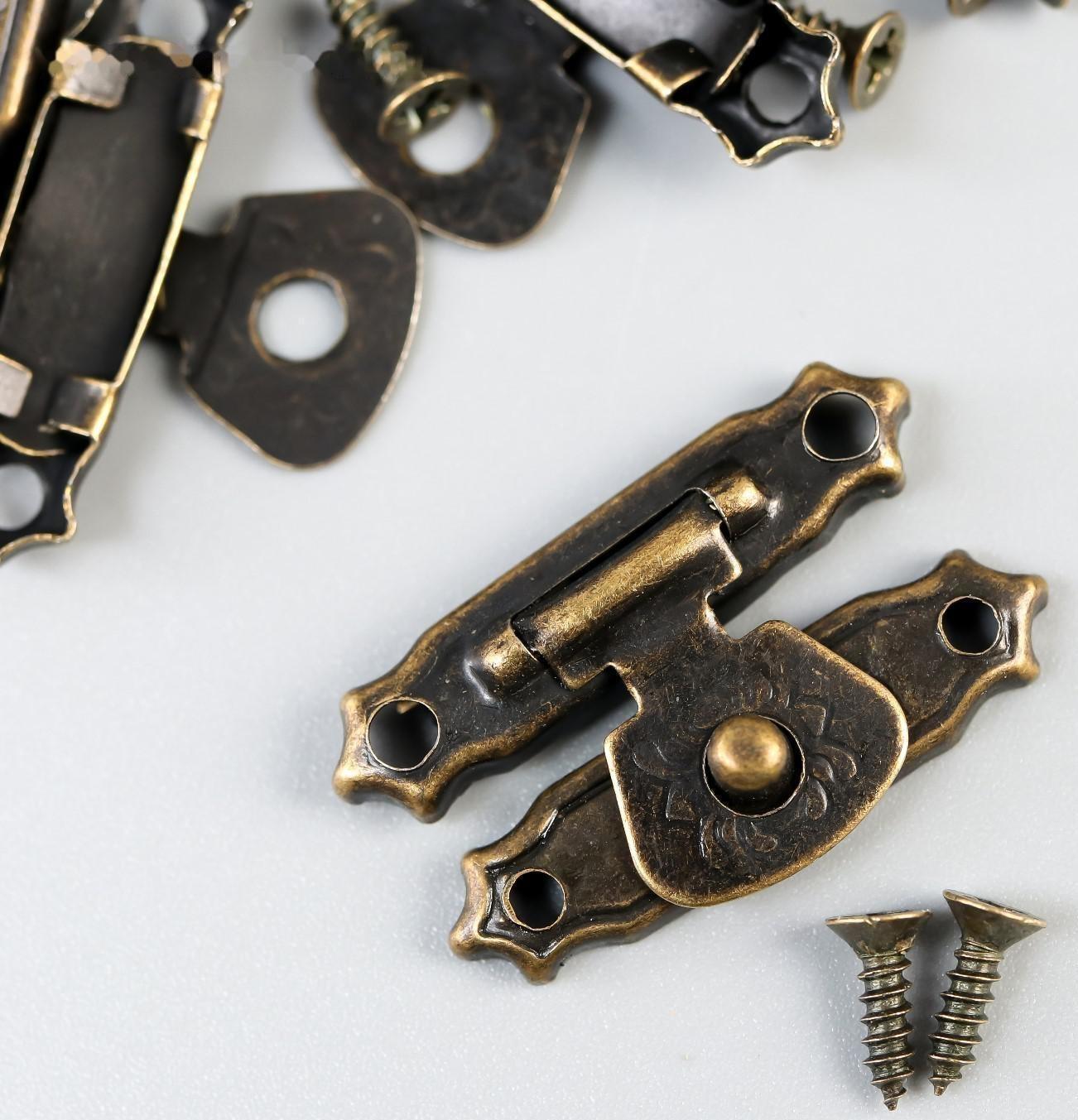 Замок металл для шкатулки бронза + гвозд. набор 10 шт 1,5х2,7 см