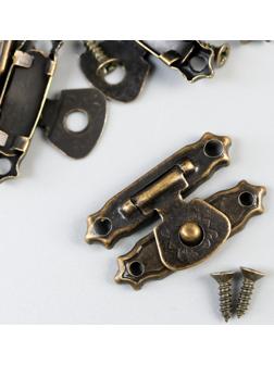 Замок металл для шкатулки бронза + гвозд. набор 10 шт 1,5х2,7 см