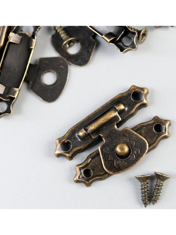 Замок металл для шкатулки бронза + гвозд. набор 10 шт 1,5х2,7 см