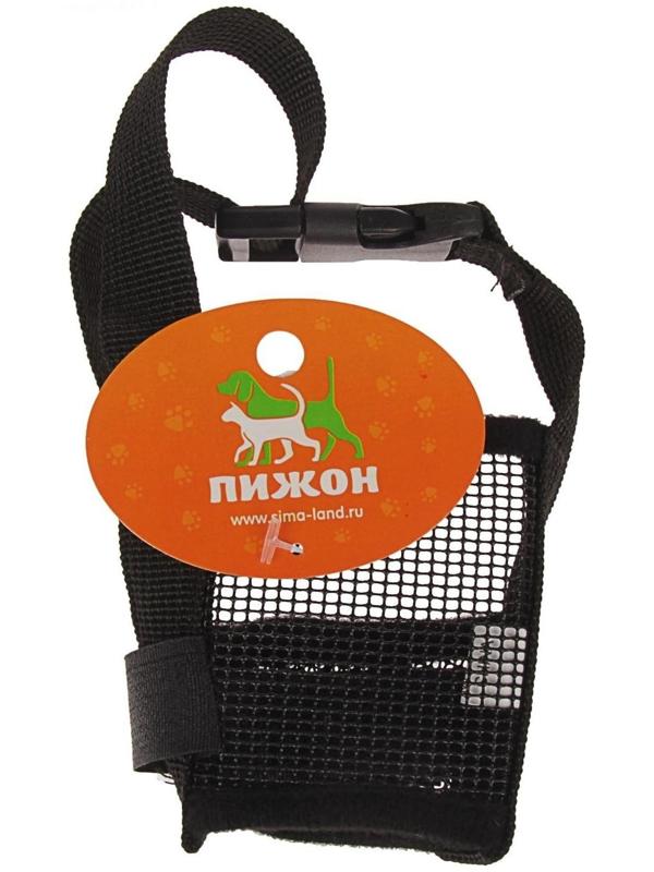 Намордник сетчатый с двойной фиксацией, размер M, чёрный (ДН 10 см, ОМ 20 см)