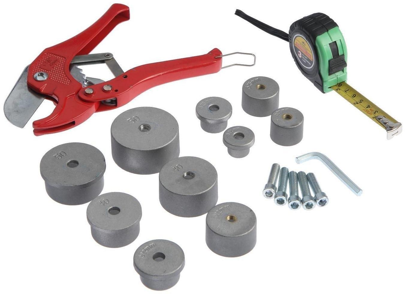 Аппарат для сварки пластиковых труб ТУНДРА, 1000/2000 Вт, комплект насадок 20-50 мм, 50-300°