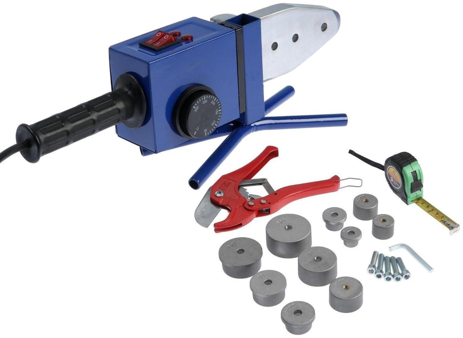 Аппарат для сварки пластиковых труб ТУНДРА, 1000/2000 Вт, комплект насадок 20-50 мм, 50-300°