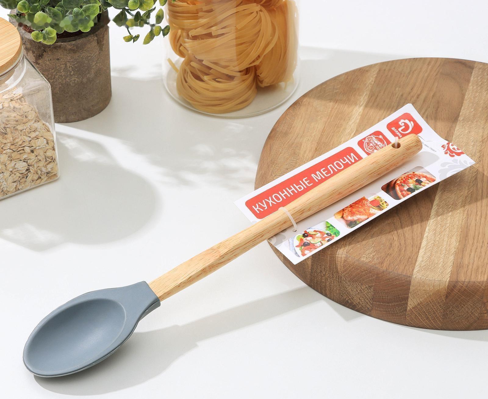 Ложка гарнирная Доляна «Бамбук», 34 см, цвет МИКС