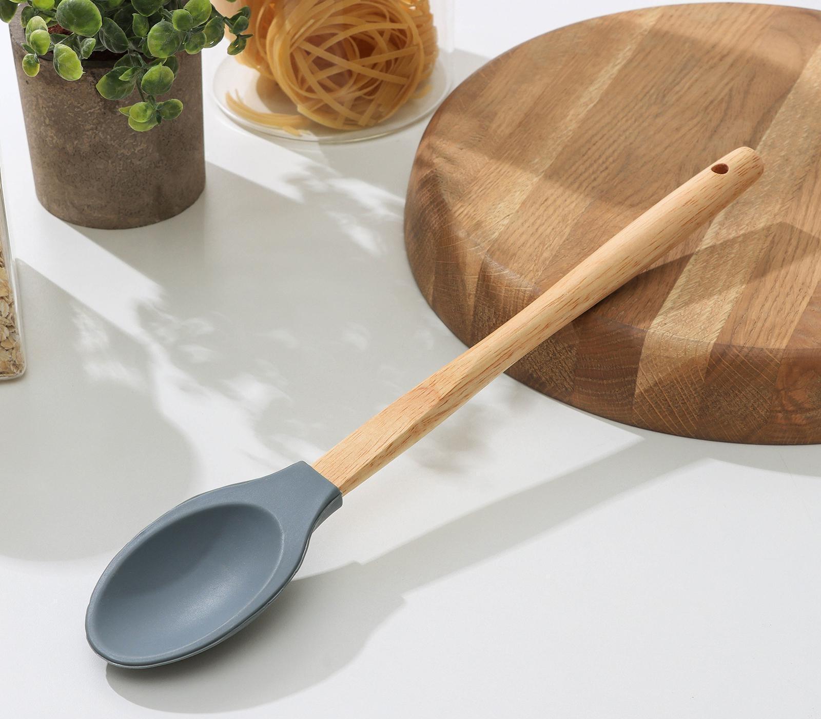 Ложка гарнирная Доляна «Бамбук», 34 см, цвет МИКС