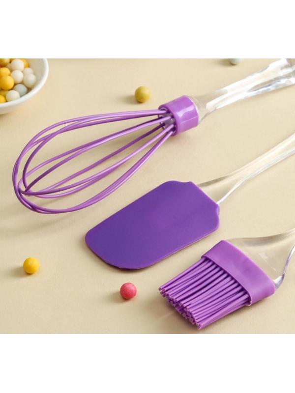 Набор для выпечки Доляна «Лёд. Макси», 3 предмета: лопатка 24 см, кисть 22 см, венчик 26 см, цвет МИКС