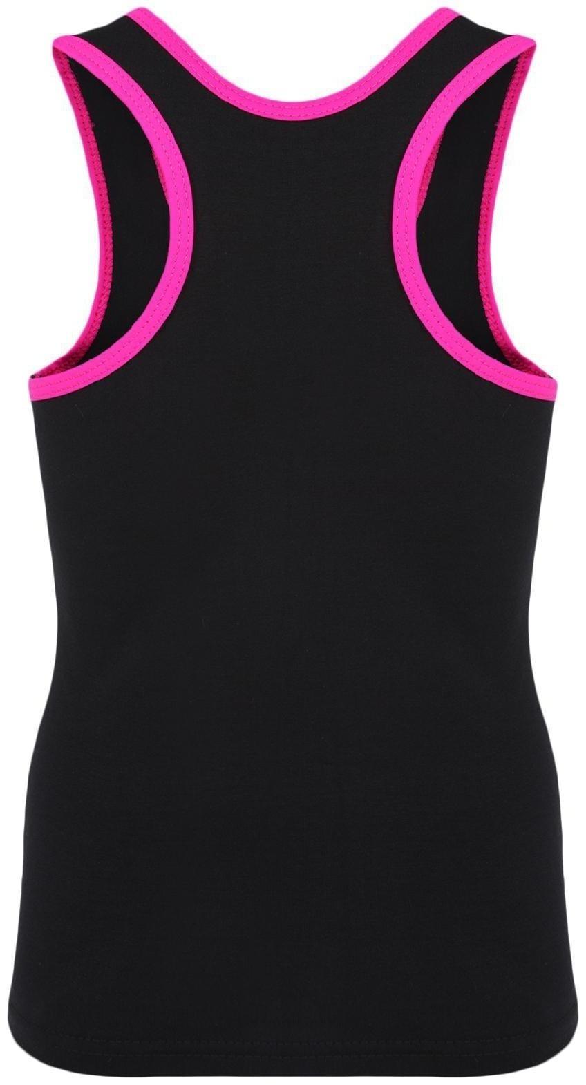 Майка-борцовка с окантовкой, размер 30, цвет чёрный/фуксия
