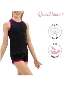 Майка-борцовка с окантовкой, размер 30, цвет чёрный/фуксия