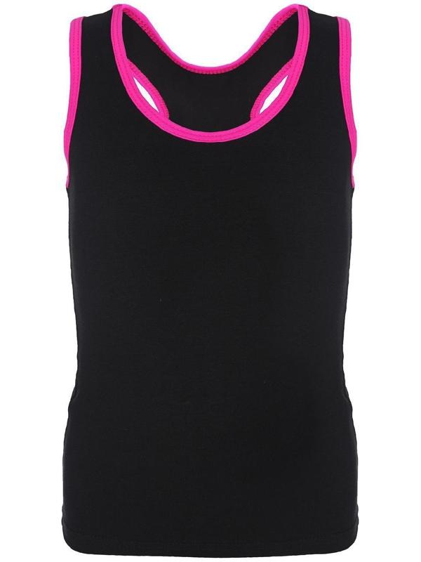 Майка-борцовка с окантовкой, размер 30, цвет чёрный/фуксия