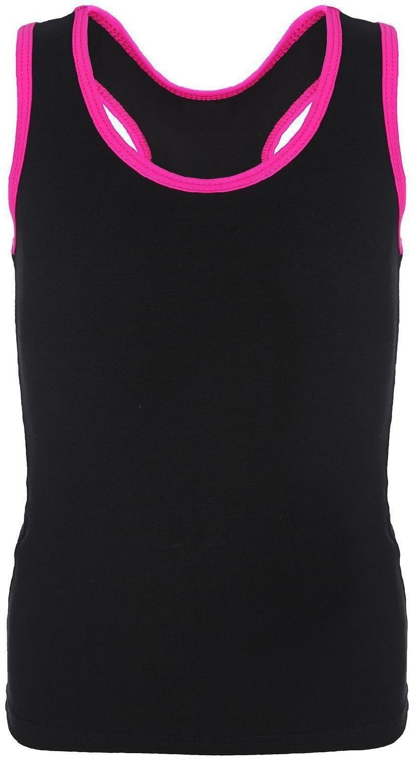 Майка-борцовка с окантовкой, размер 32, цвет чёрный/фуксия