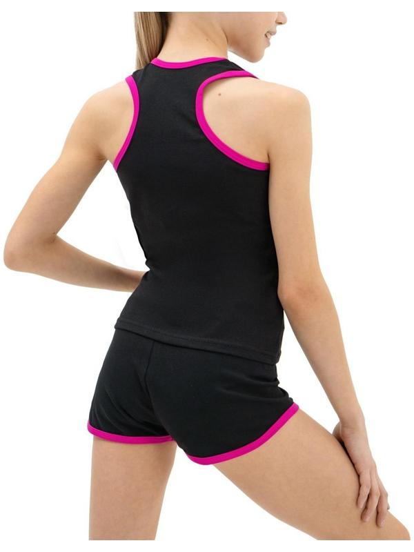 Майка-борцовка с окантовкой, размер 38, цвет чёрный/фуксия