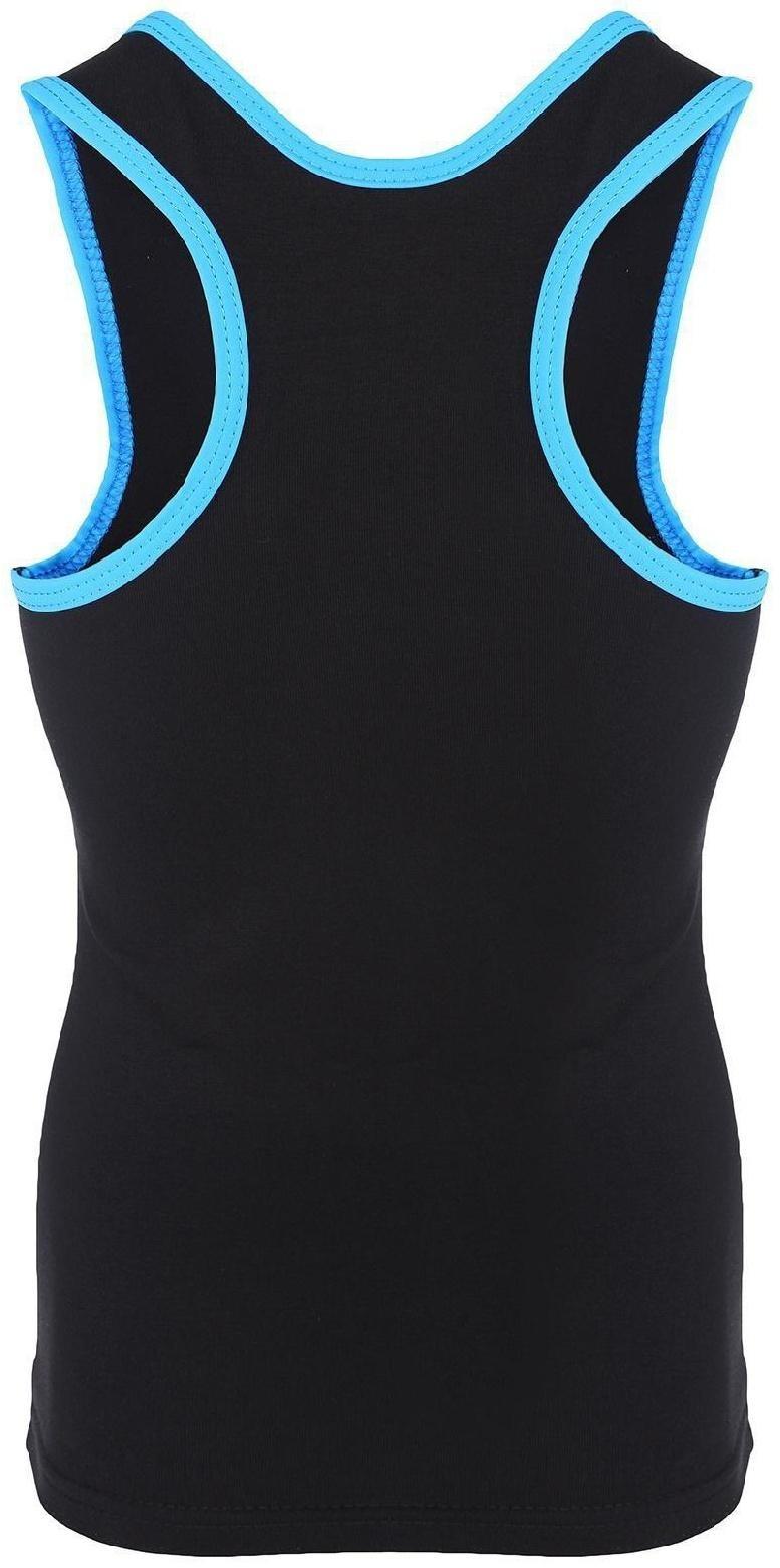 Майка-борцовка с окантовкой, размер 32, цвет чёрный/бирюзовый