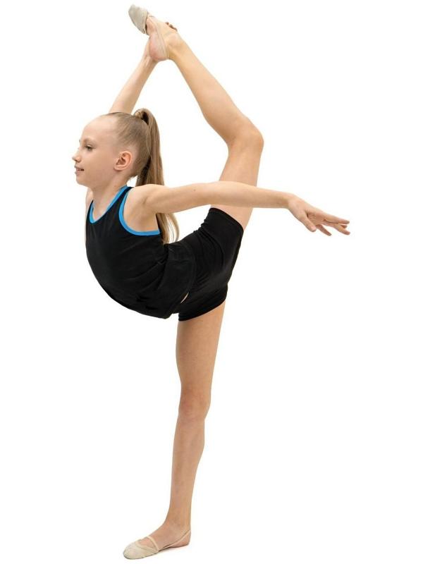 Майка-борцовка с окантовкой, размер 36, цвет чёрный/бирюзовый