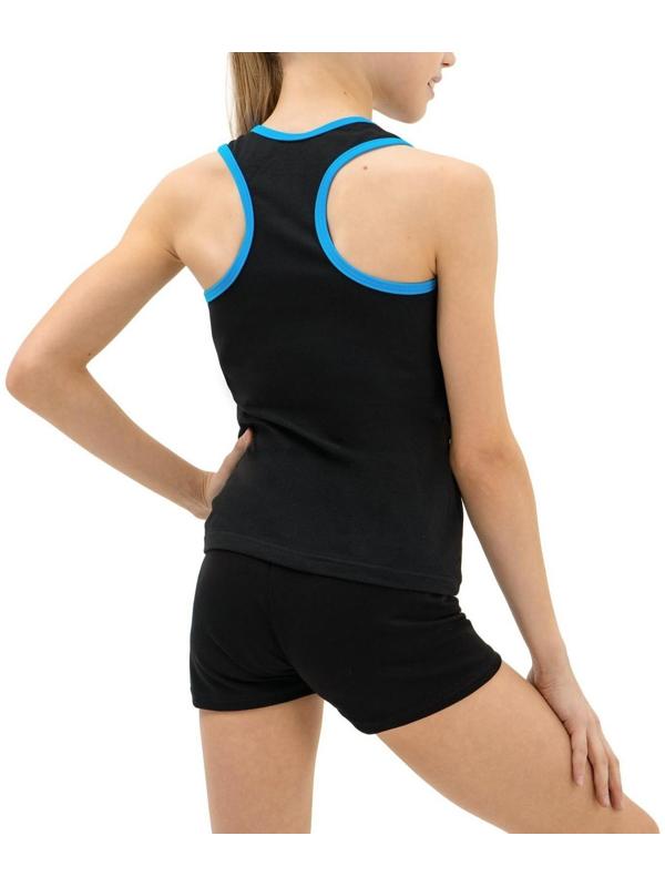 Майка-борцовка с окантовкой, размер 36, цвет чёрный/бирюзовый