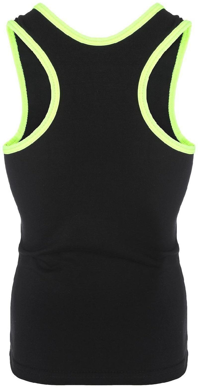 Майка-борцовка с окантовкой, размер 38, цвет чёрный/лайм