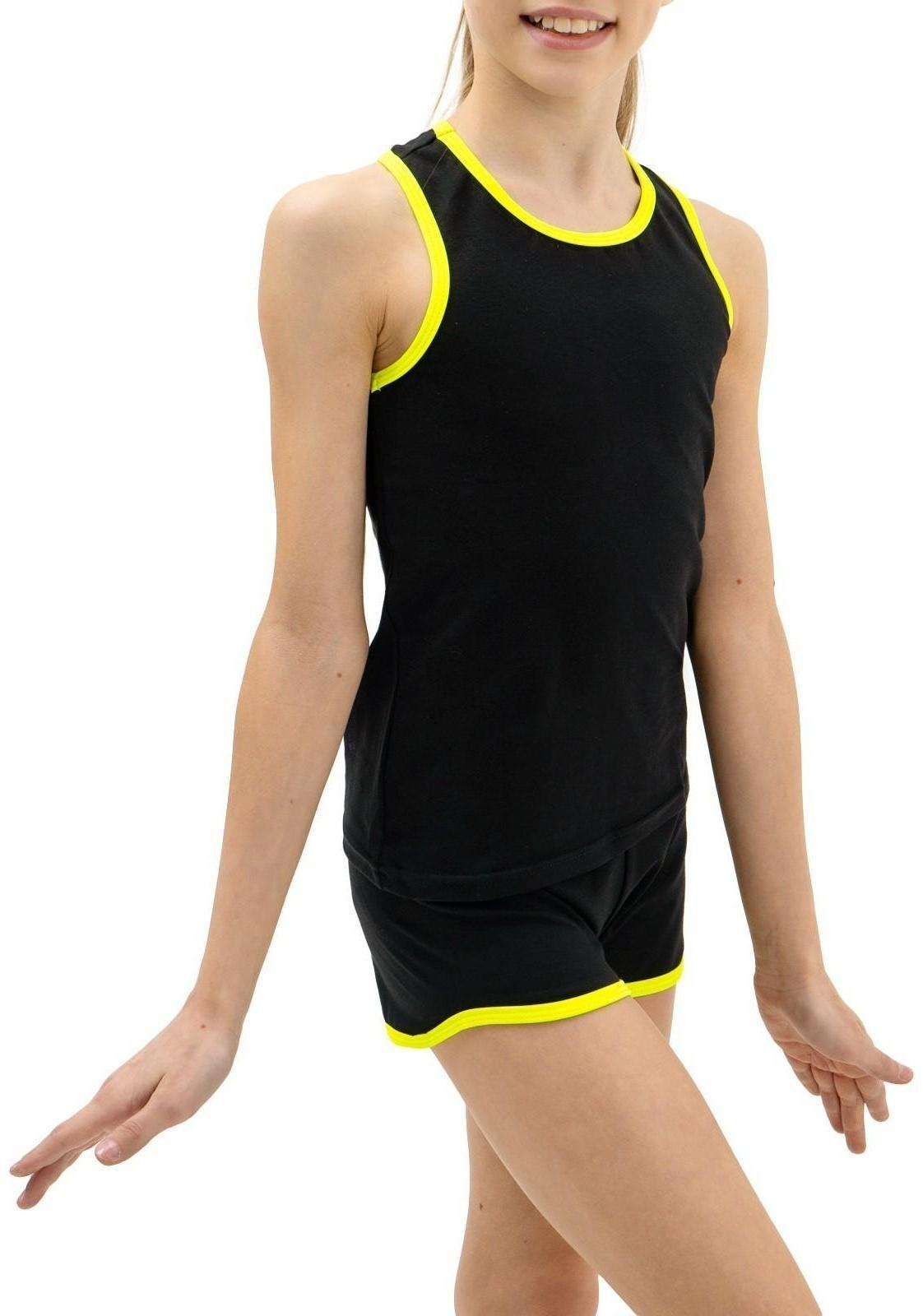 Майка-борцовка с окантовкой, размер 38, цвет чёрный/лайм