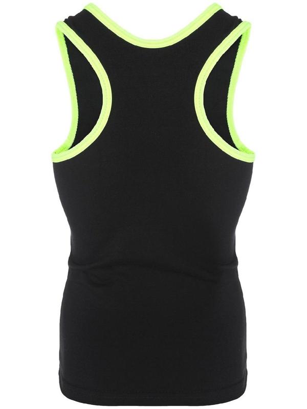 Майка-борцовка с окантовкой, размер 38, цвет чёрный/лайм