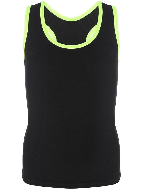 Майка-борцовка с окантовкой, размер 38, цвет чёрный/лайм