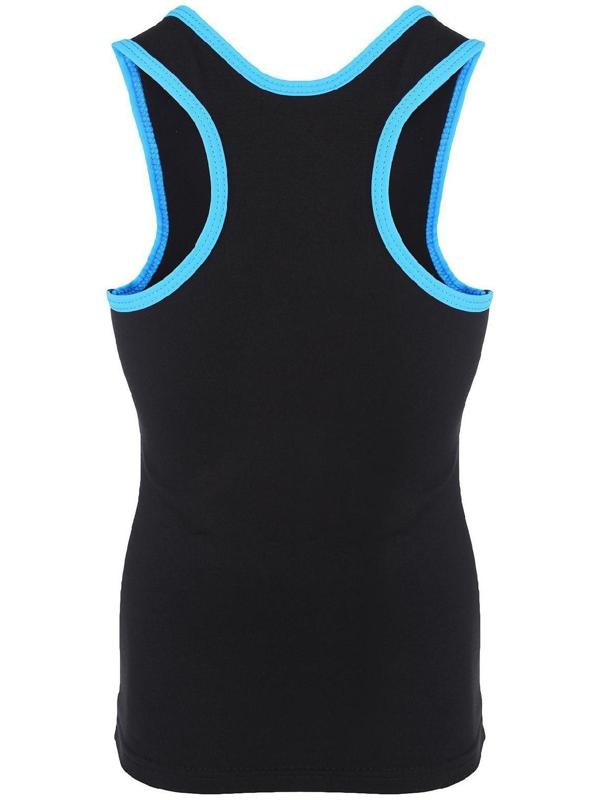 Майка-борцовка с окантовкой, размер 30, цвет чёрный/бирюзовый