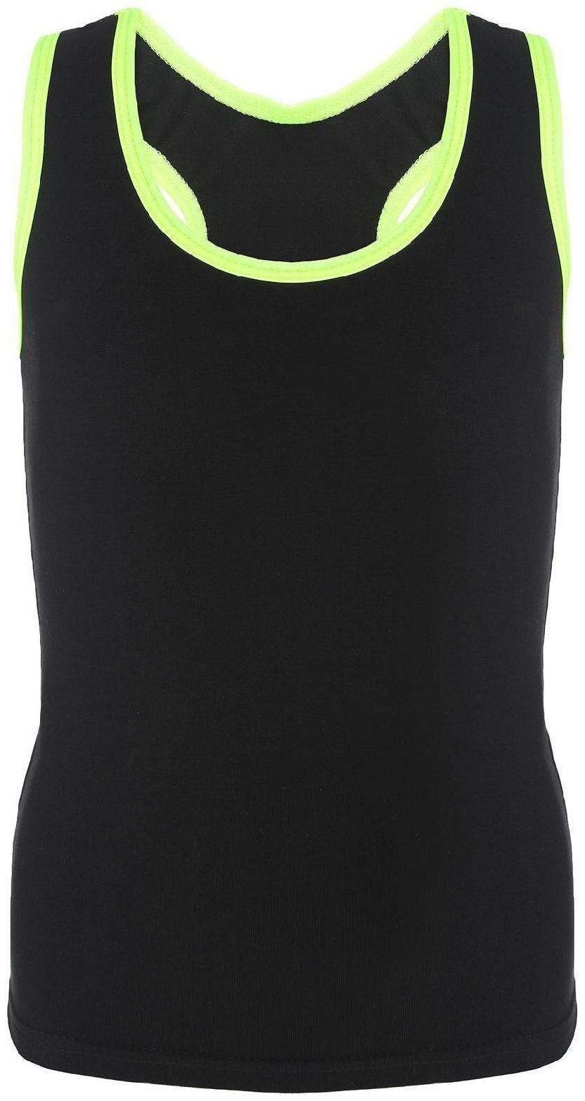 Майка-борцовка с окантовкой, размер 30, цвет чёрный/лайм