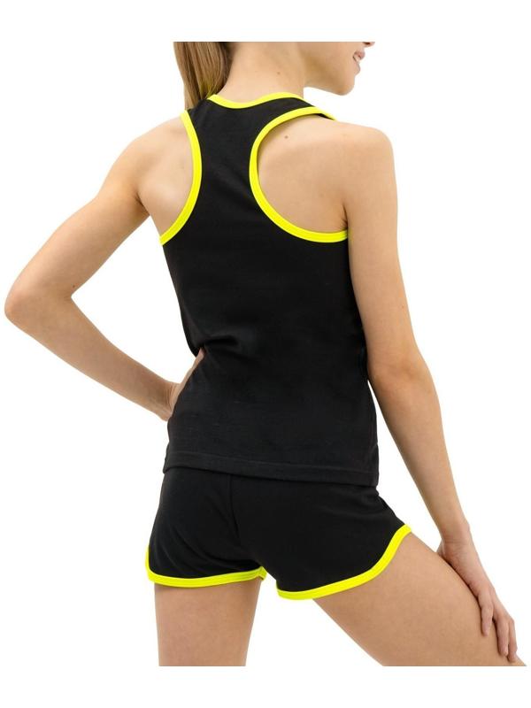 Майка-борцовка с окантовкой, размер 30, цвет чёрный/лайм