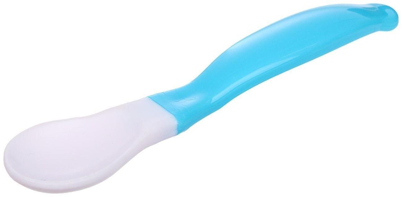 Набор детской посуды, 3 предмета: тарелка на присоске, крышка, ложка, цвет голубой