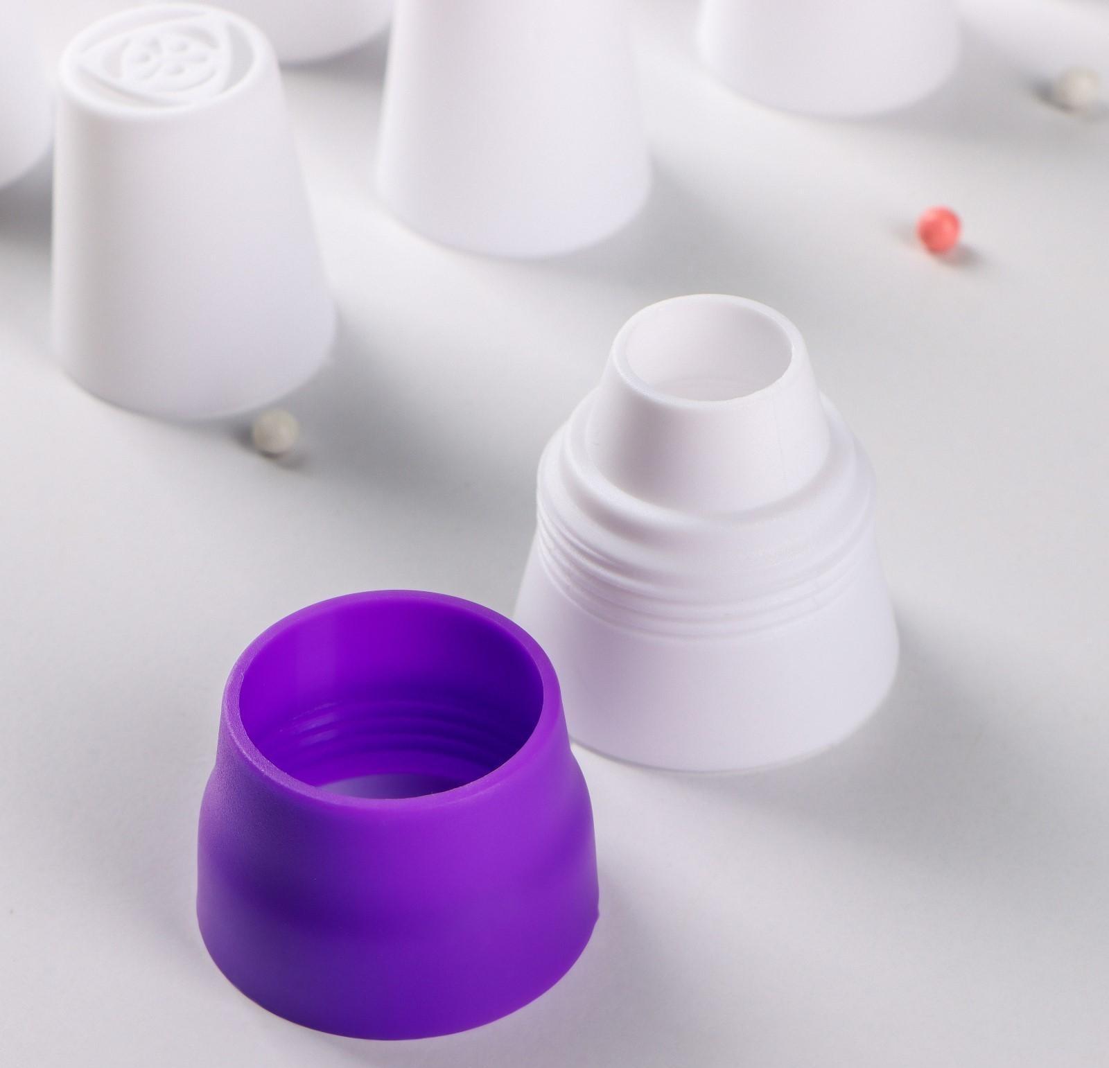 Набор насадок кондитерских, d=3,5 см, 8 шт, 2 адаптера, цвет МИКС