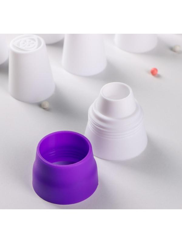 Набор насадок кондитерских, d=3,5 см, 8 шт, 2 адаптера, цвет МИКС