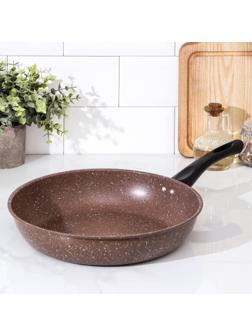 Сковорода Rock, d=29 см, пластиковая ручка, антипригарное покрытие, цвет коричневый
