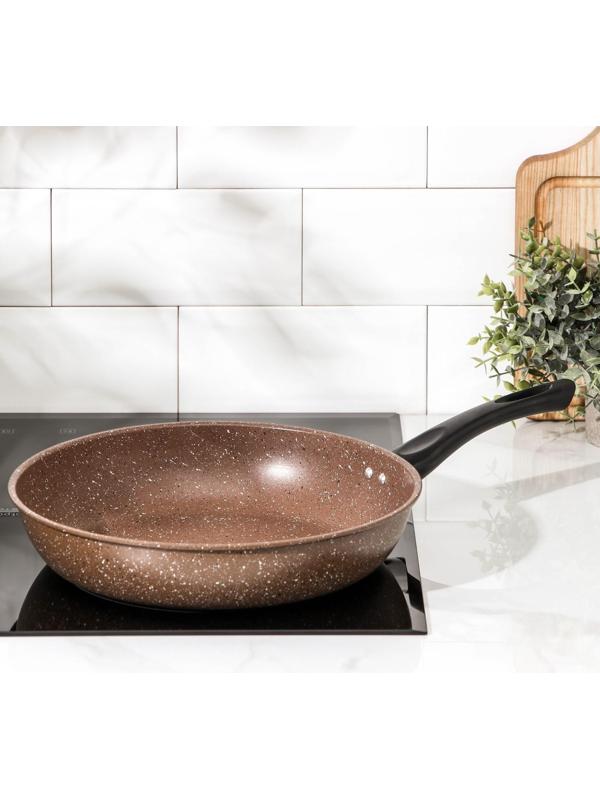 Сковорода Rock, d=29 см, пластиковая ручка, антипригарное покрытие, цвет коричневый
