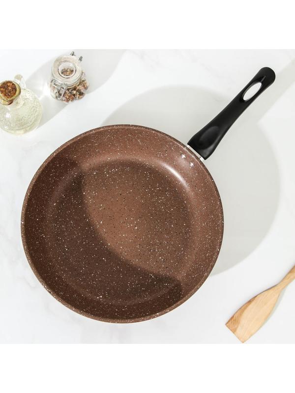 Сковорода Rock, d=29 см, пластиковая ручка, антипригарное покрытие, цвет коричневый