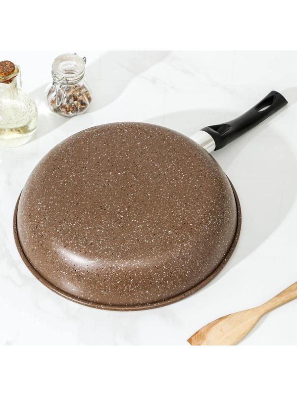 Сковорода Rock, d=29 см, пластиковая ручка, антипригарное покрытие, цвет коричневый