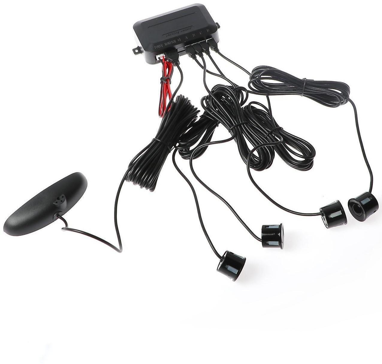 Парковочная система 4 датчика, LED-экран, 12 В, датчик чёрный