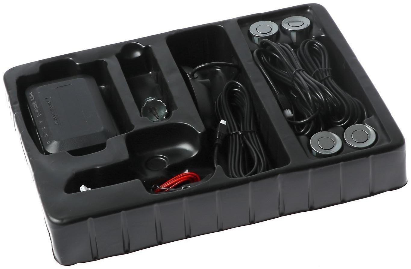 Парковочная система, 4 датчика, LED-экран, 12 В, датчик серый