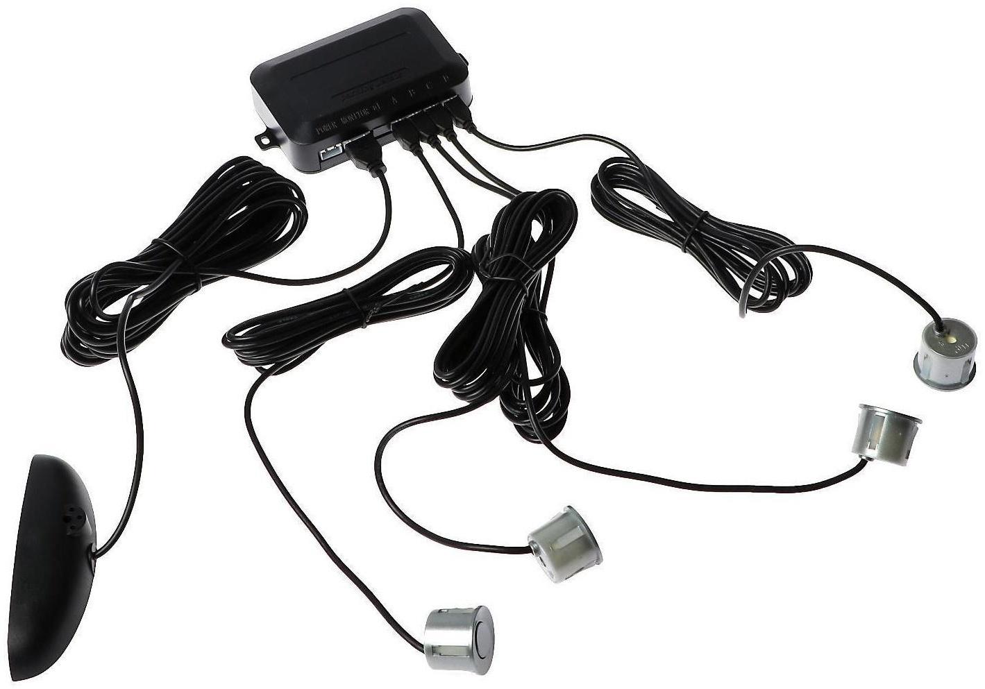 Парковочная система, 4 датчика, LED-экран, 12 В, датчик серый