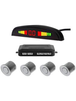 Парковочная система, 4 датчика, LED-экран, 12 В, датчик серый