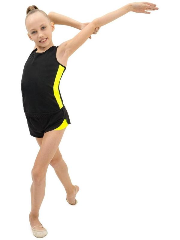 Майка-борцовка с лампасами, размер 36, цвет чёрный/лайм