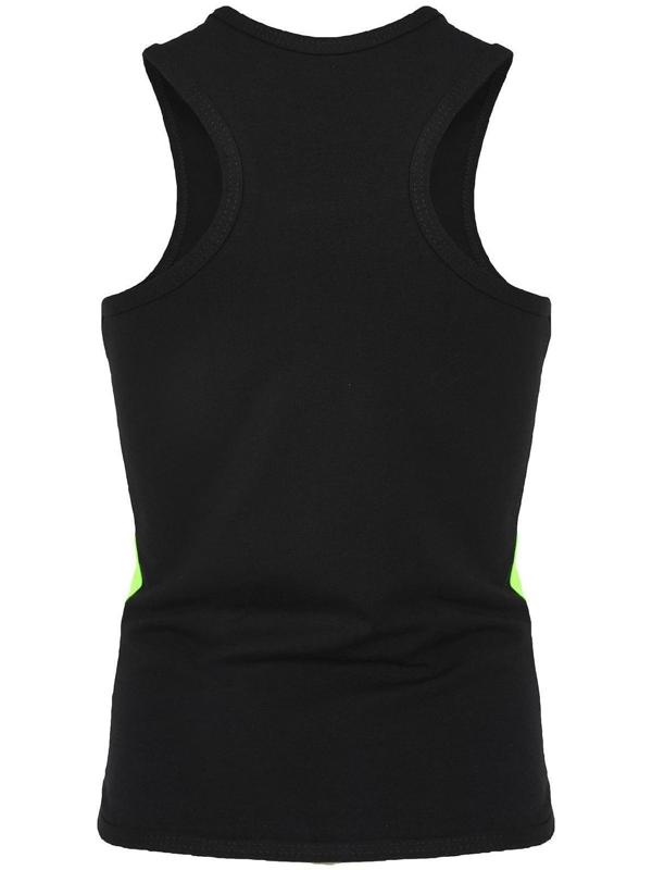 Майка-борцовка с лампасами, размер 36, цвет чёрный/лайм