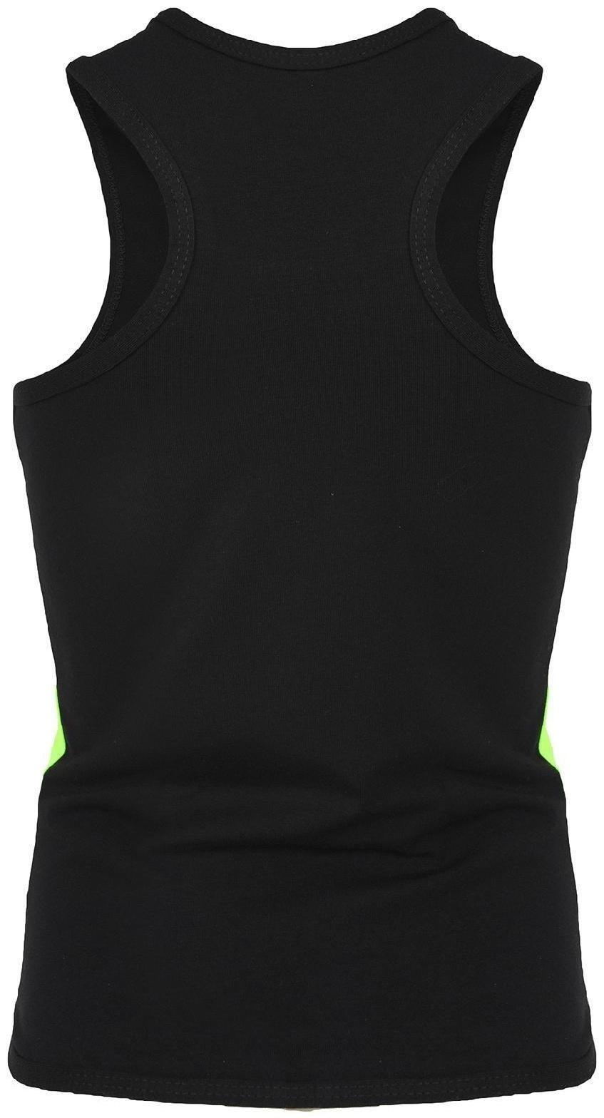 Майка-борцовка с лампасами, размер 38, цвет чёрный/лайм