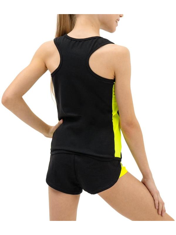 Майка-борцовка с лампасами, размер 38, цвет чёрный/лайм