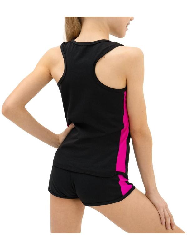 Майка-борцовка с лампасами, размер 36, цвет чёрный/фуксия