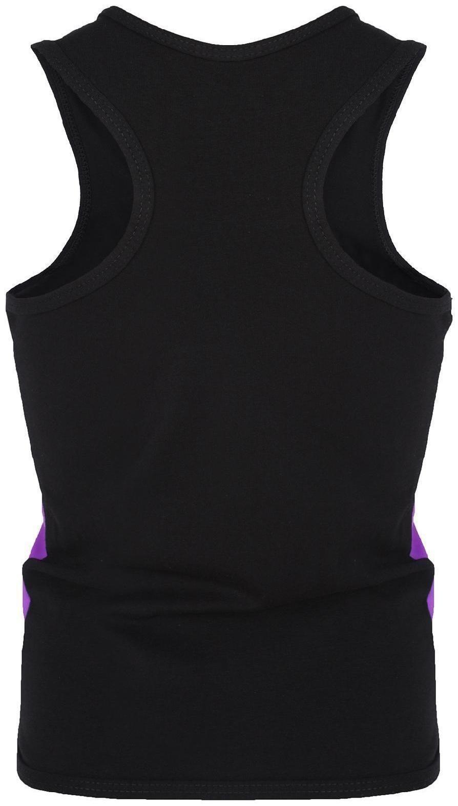 Майка-борцовка с лампасами, размер 34, цвет чёрный/фиолетовый